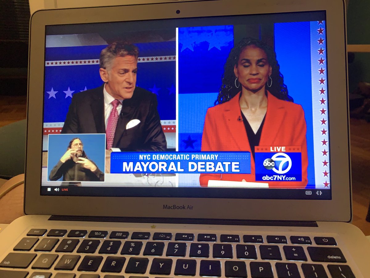 StreetsblogNYC's tweet photo. Can we PLEASE get a question about public space, road violence and transit equity? 60,000 New Yorkers are injured every year by car drivers, yet no one discusses this public safety epidemic! Poorer NYers have less access to parks! Buses are blocked by car drivers! Let’s talk! https://t.co/cCi84MdOrZ