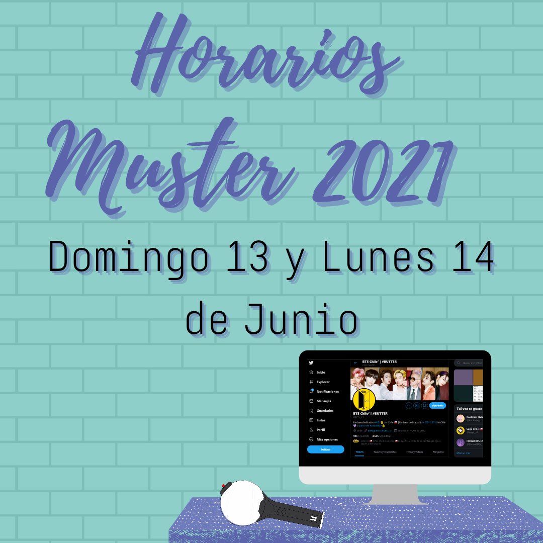 BTS__CL's tweet photo. ¡ARMY! BTS CL te invita a a la transmisión de el Muster 2021 el 13 y 14 de Junio💜

Aquí les dejamos los horarios para LATAM💜 https://t.co/a9ruLyN6ja