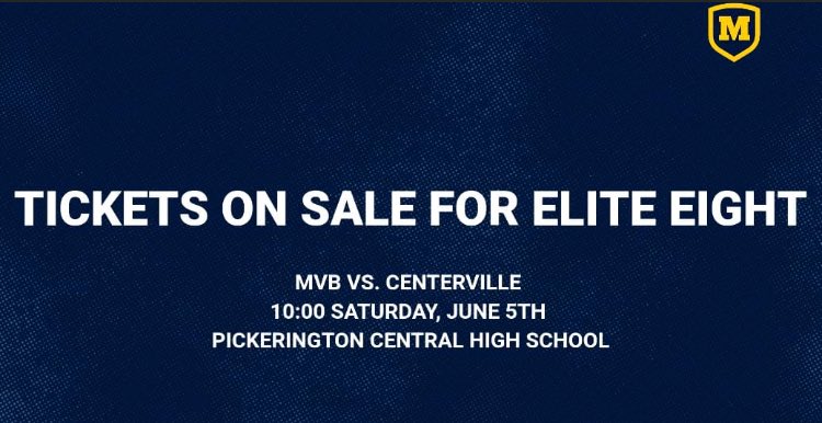 Moeller Volleyball (@moellervball) on Twitter photo BREAKING:
Tickets are now available for this Saturday's Elite Eight! Due to limited tickets, please contact Kim Hauck (khauck@moeller.org) for access to the code. #MVB
tickets.ohsbva.com BREAKING:
Tickets are now available for this Saturday's Elite Eight! Due to limited tickets, please contact Kim Hauck (khauck@moeller.org) for access to the code. #MVB
tickets.ohsbva.com
