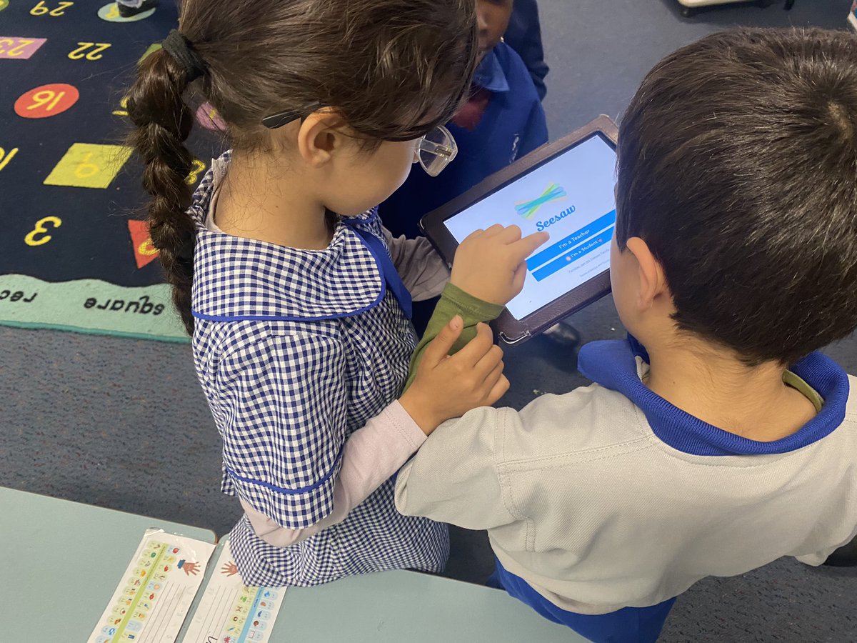 Today KO got to be teachers! They had the job of teaching KZ how to sign in and post work onto Seesaw. <a href="/Seesaw/">Seesaw</a> <a href="/fairvaleps/">FairvalePS</a> <a href="/MissZanatta/">Nicole Zanatta</a> <a href="/fletcher_cf/">Chloe Fletcher</a>