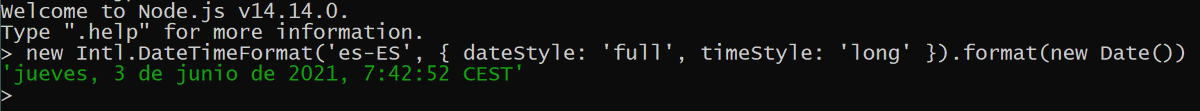 JoseJ_PR's tweet photo. 📅🕖Muestra las fechas con un formato acorde al locale de forma sencilla sin librerías, tan sólo con Intl.DateTimeFormat en @nodejs. #JavaScript https://t.co/rsm67RdKbr