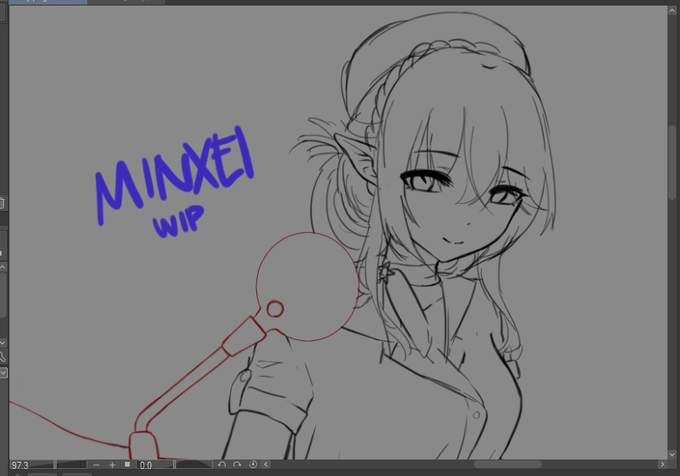 Lamy with a vintage looking scarf? 😳 
I wonder what motorcycle will she have? 

Yukihana Lamy WIP!

#LamyArt 
