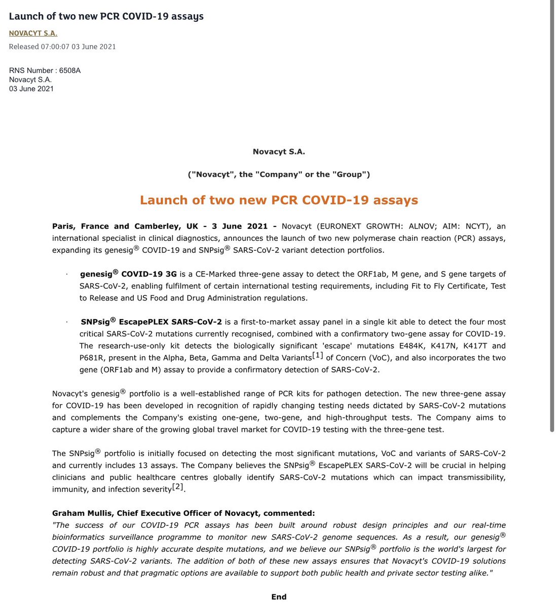 Kat_Hassard's tweet image. #ncyt $alnov launch two new PCR assays -
➡️ 3 gene targeting ORF1ab, M gene and S gene
➡️ EscapePLEX - first to market again, detects the 4 most critical mutations currently recognised

@NovacytGroup #primerdesign #genesig #variants