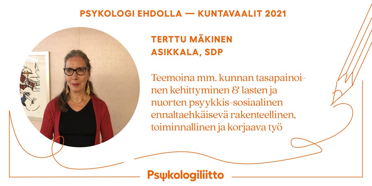 Kuntavaalien ennakkoÀÀnestys jatkuu. TĂ€nÀÀnkin voi ÀÀnestÀÀ â vaikka psykologia! Esittelemme Psykologiliiton jĂ€seniĂ€, jotka ovat ehdolla kuntavaaleissa.
Tutustu kaikkiin ehdokkaisiin: https://t.co/BXxtxjImDj
#kuntavaalit2021 #ehdokas #Asikkala https://t.co/S73HMKayrU