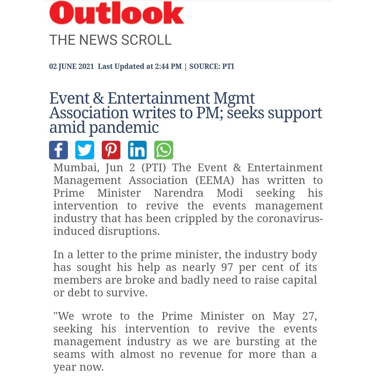 eemaindia's tweet photo. EEMA's appeal to the Prime Minister, Sh. Narendra Modi Ji
Read the full story here:
https://t.co/x6yORsXuAN
#PMO #PrimeMinisterofIndia #NarendraModi #GOI #IndianGovernment #EEMA #Events #SafeEvents2SaveEvents #EventsIndustry #ExperientialBusiness #Appeal #OpenLetter https://t.co/HDM4el4uNi