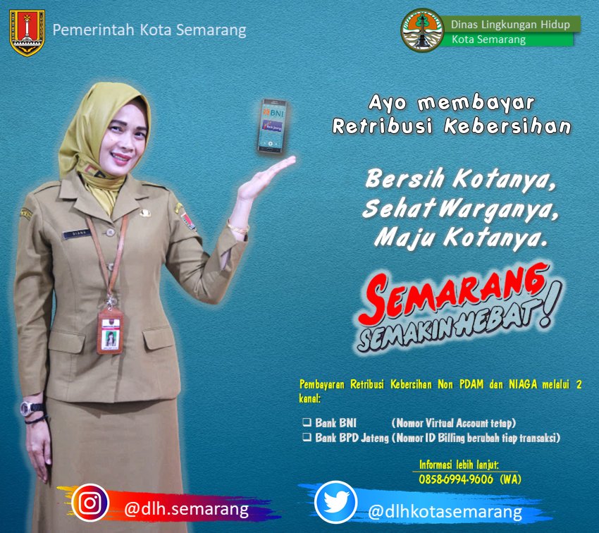 dlhkotasemarang's tweet photo. Bersih Kotanya,
Sehat Warganya,
Maju Kotanya.
.

Skuy kakak kita membayar retribusi kebersihannya.
.

Informasi lebih lanjut pembayaran Retribusi silahkan menghubungi Nomor Call Center 0858-6994-9606 (WA).
.

cc: @hendrarprihadi @mbakitasmg @iswaraminuddin @pilusss_ @SaptoAdiS https://t.co/J4gwk8rWi1