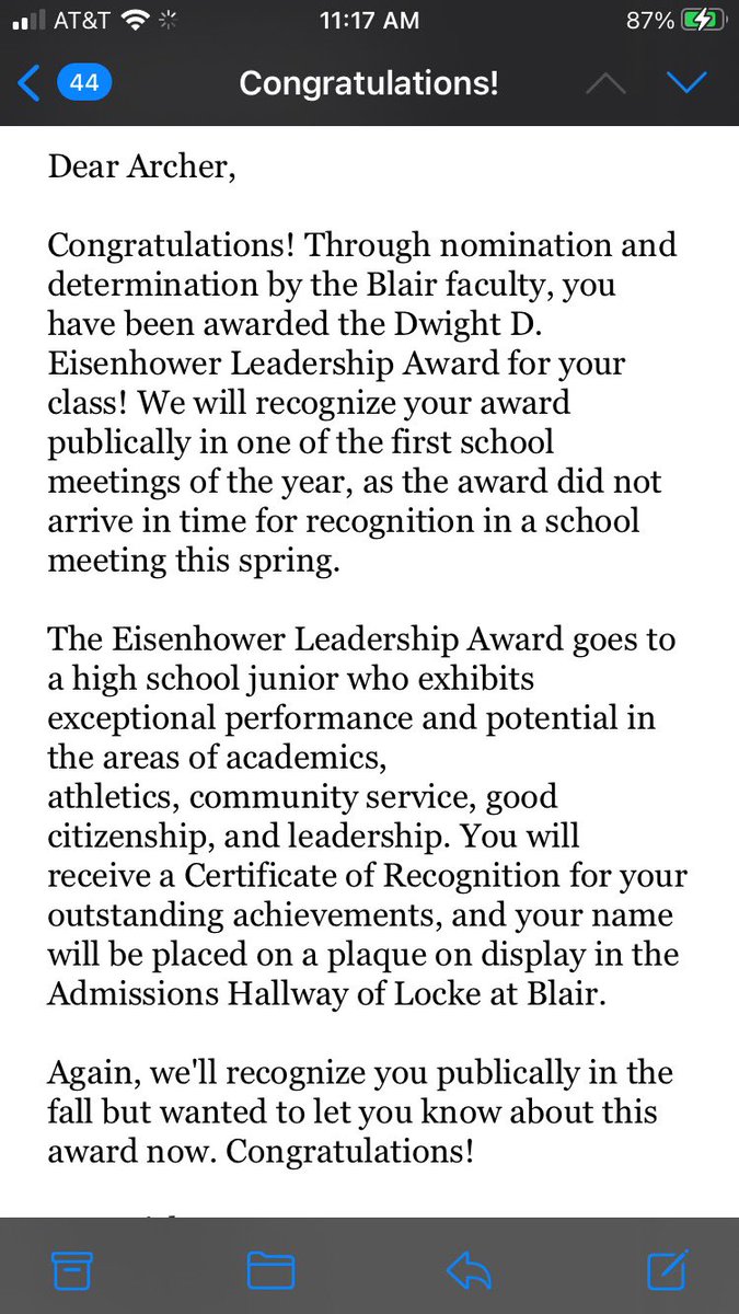 Honored to have earned the Dwight D. Eisenhower Leadership Award!!! Truly nothing better than being recognized as a leader in the community. #morethananathlete