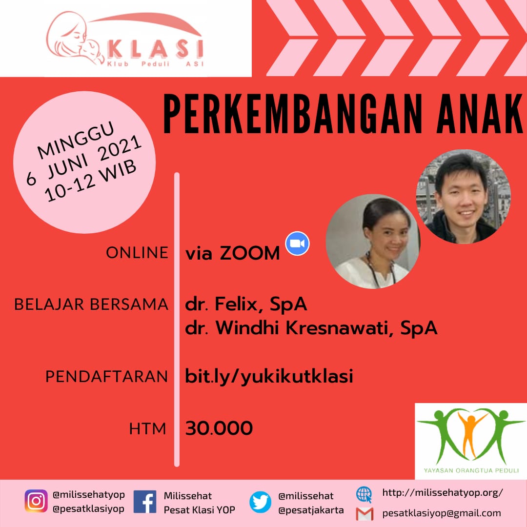 Lagi khawatir anak belum bisa duduk atau jalan?

Eh, tapi lagi pandemi. Sebelum daftar ke RS, mending kita belajar dulu yuk hari Minggu besok, bersama duo dokter anak kesayangan kita. 

Langsung daftar ya abis baca ini. Ga usah ditunda-tunda. Soalnya biasanya jadi kelupaan 😆