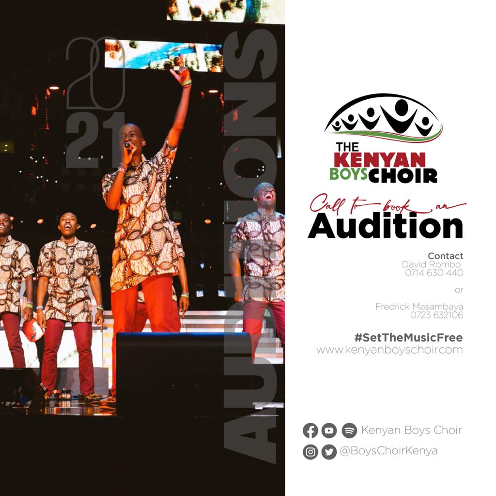 Good morning Kenya and the world.
Kenyan Boys choir will be conducting an audition, a you have to do is make a call and book for your audition.
#SetTheMusicFree 
#KBCAuditions2021