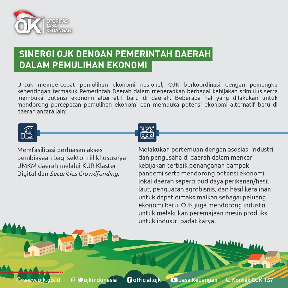 ojkindonesia's tweet photo. Seperti apa tren suku bunga kredit perbankan dan sinergi OJK dengan Pemerintah Daerah dalam membuka potensi ekonomi baru di daerah? Yuk kita simak penjelasan Ketua Dewan Komisioner OJK Wimboh Santoso pada OJK Update hari ini. 

#OJKIndonesia #OJKUpdate #PemulihanEkonomi https://t.co/ZriRx1HHYT