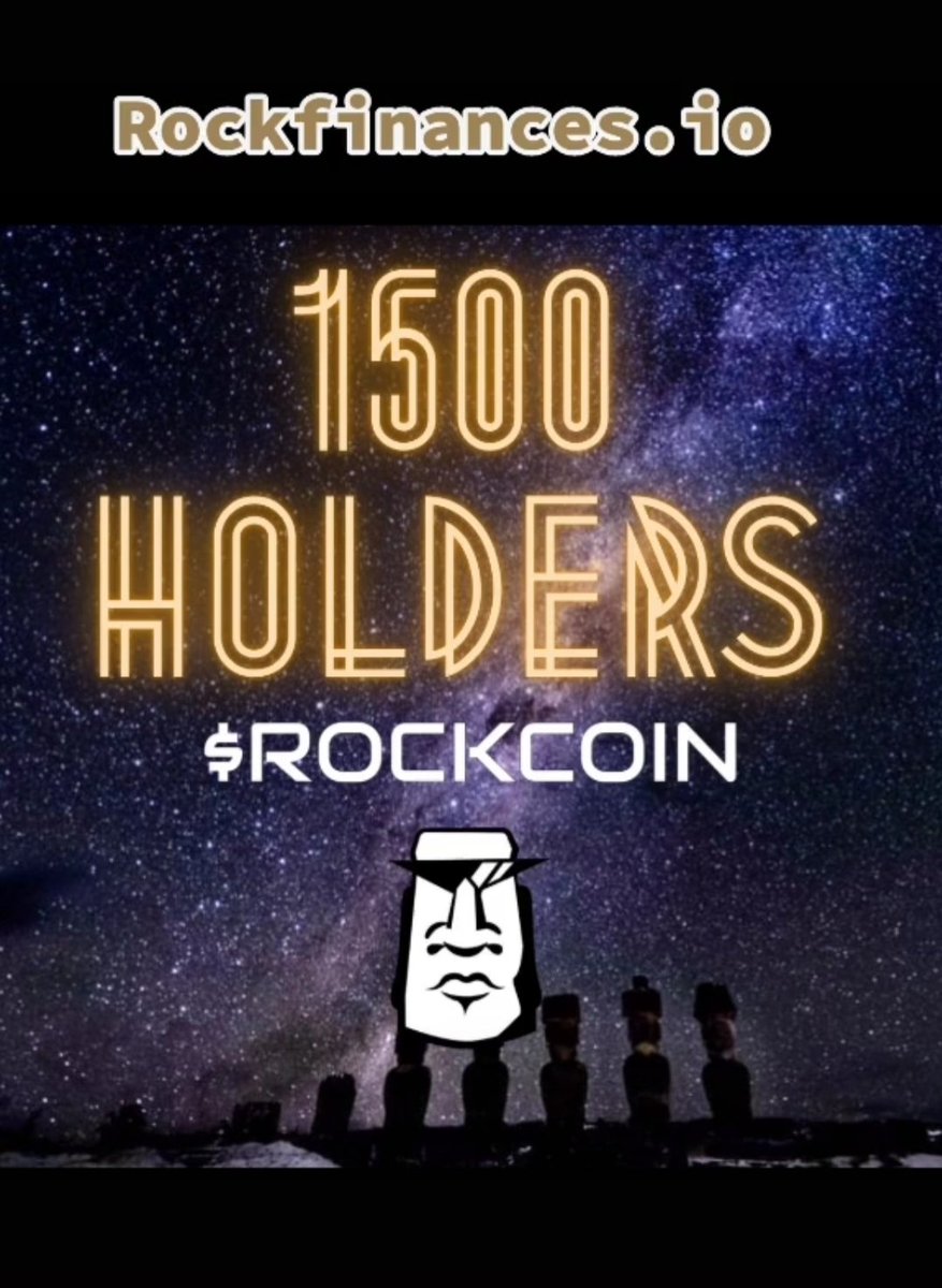 RockCoinFinance's tweet photo. We hit the milestone of 1500 holders, its time do a giveaway of 50 bilion token each and $50 of BNB 
Simply:
-Follow us
-Post a tweet with $ROCKCOIN &amp; @RockCoinFinances, write something about ROCKCOIN and tag $DOGE/crypto influencer
-3 winners will be choosen and Announce Daily https://t.co/2vtAxWSUWY