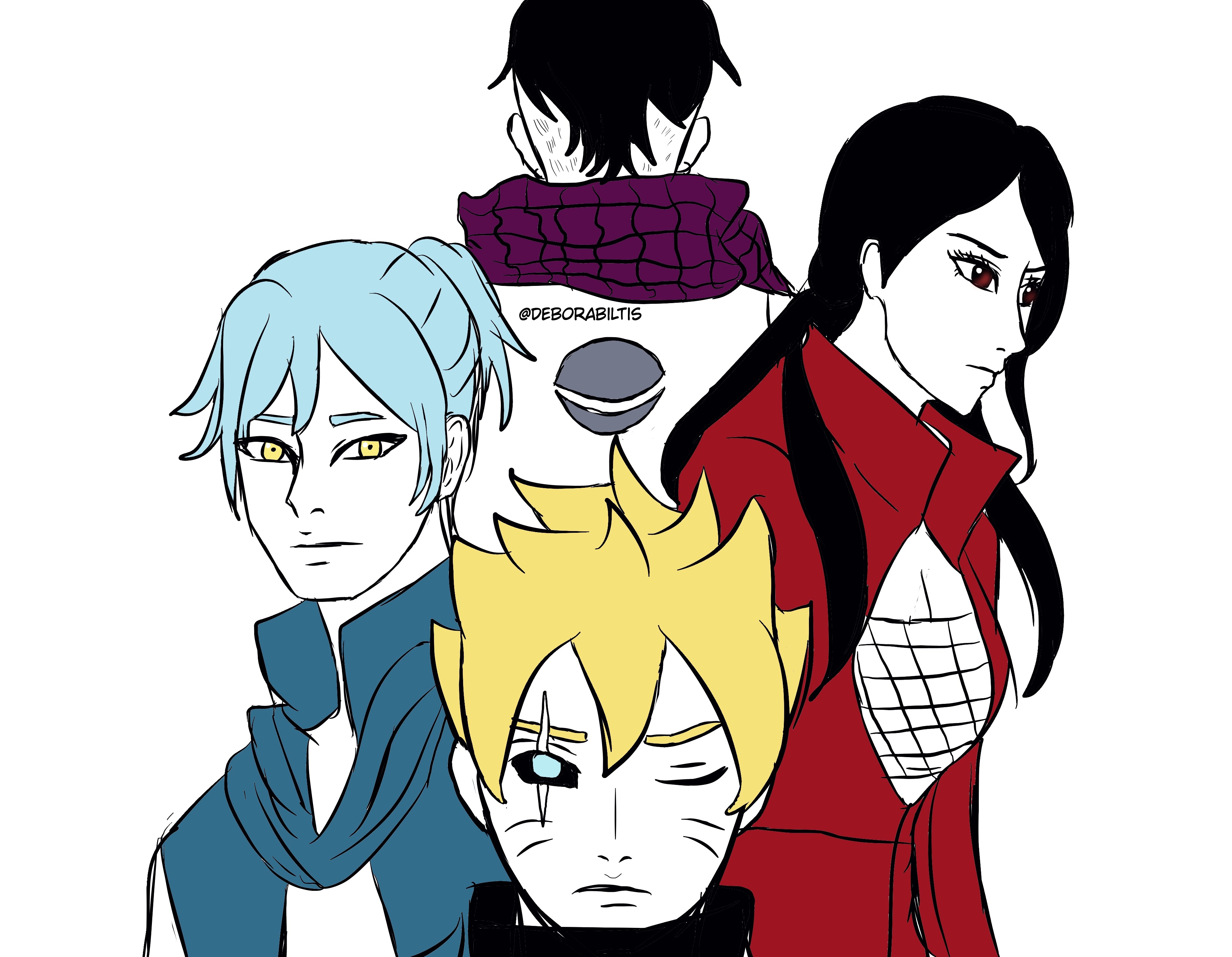 Desenho do Boruto e Sarada