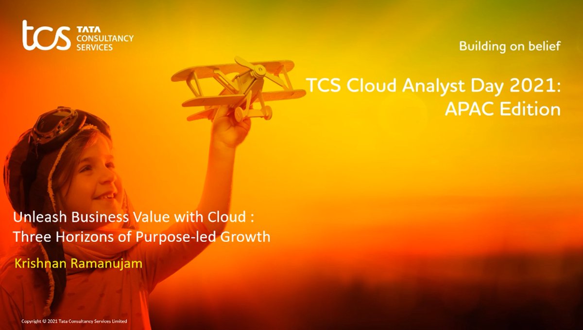 TCS_AsiaPacific's tweet photo. #TCS B&amp;TS President, @kramanuj, shares insights about how #digitaltransformation-led business shifts are likely to play out over three horizons: Build Digital Core, Innovate Business Models, and Transform and Grow around Purpose Led Ecosystems. 

#TCSAnalystForum https://t.co/Axwkyd9vCh