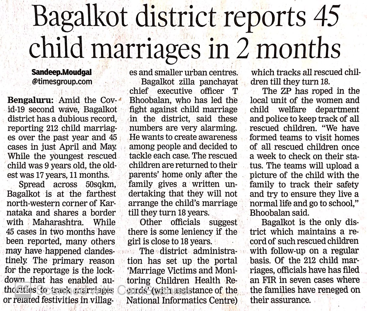 sandeepmTOI's tweet image. While we, as a society, are focused on beating the #COVID19 pandemic, a grim reminder that social evils that stifle a child’s innocence are also continuing in this country... #ChildMarriage #karnatakalockdown