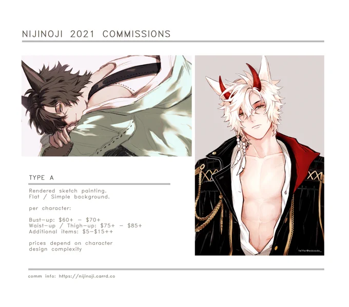 Hello...! 👀

My commissions are open again for the summer! /o
Do send in a request if you are interested!

RTs are highly appreciated! 🌸

Full commission info: https://t.co/uFA90ranuG

#commissionsopen #commissionart #Commission 