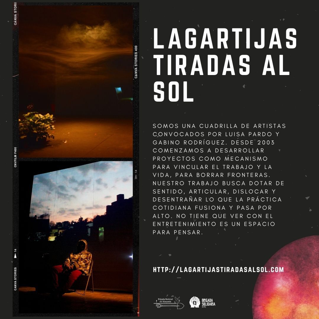 NycBrigade's tweet photo. El primer diálogo artístico lo tendremos con #LagartijasTiradasAlSol. Conoce su trabajo, únete a este conversatorio y apoya a la Brigada Nacional de Búsqueda de Personas Desaparecidas. Registro y donaciones: https://t.co/oEJ5hzp7Nk
#HastaEncontrarles
#NYCSolidarityInTheSearch https://t.co/ZqMNptYpQP