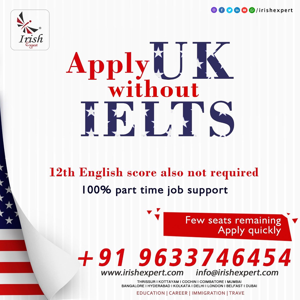 Irish_Expert_'s tweet photo. Apply UK ,📢📢🔊
Without IELTS 📗��📃
12th English Score Also Not🗞️📑💼✒️ Required
100% Part Time Job Support 💲💲💲
IRISH EXPERT
📞+91 9633746454
🌐https://t.co/oe1DywKqsq
#irish #irishgroup #irishexpert #studyabroad #studyinternational #ielts #overseseducation #internationaled https://t.co/jRVSvLHV4I