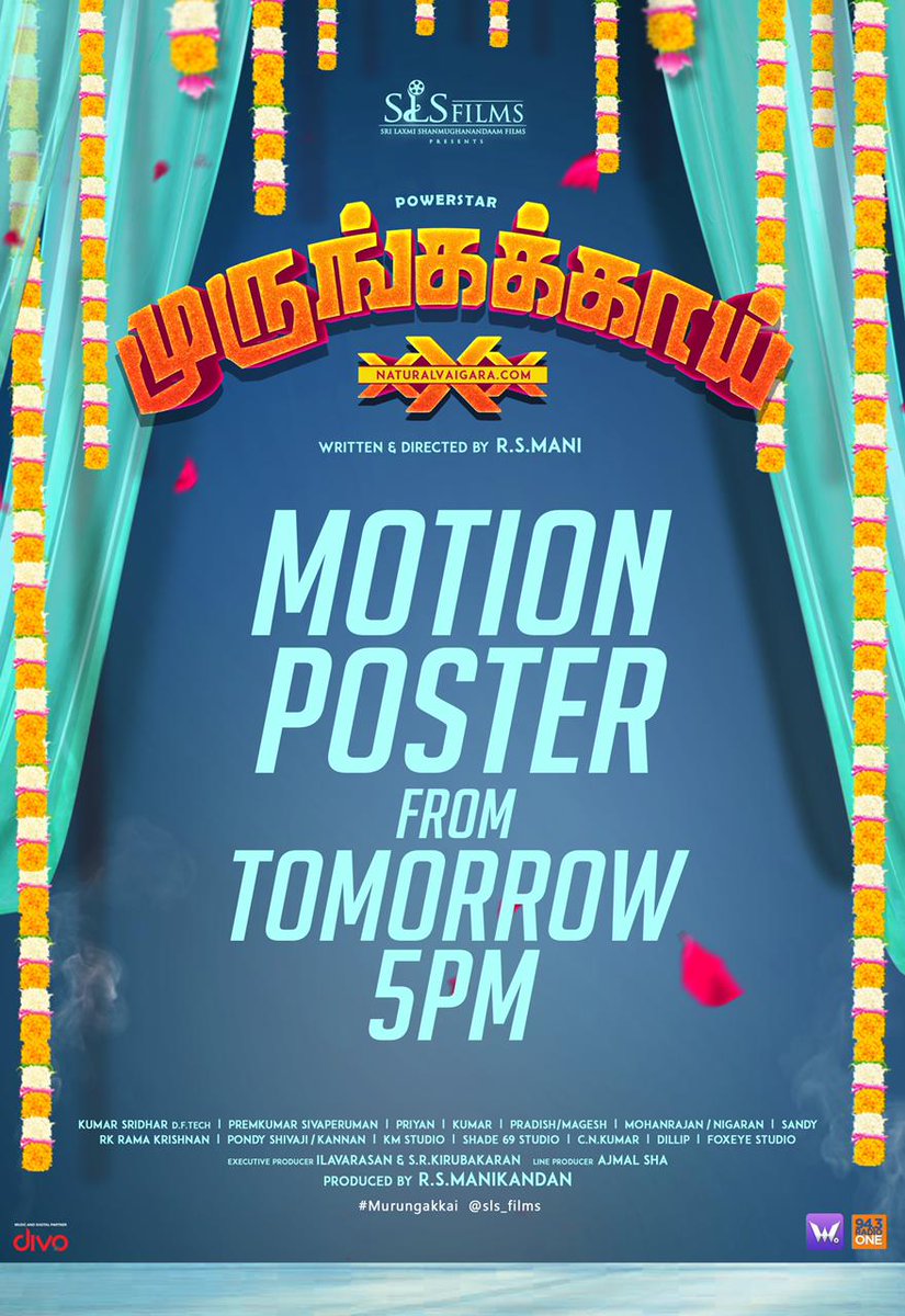 The official motion poster of #Murungakkai is releasing tomorrow at 5️⃣ PM on <a href="/divomusicindia/">Divo Music</a> 

#powerstarinmurungakkai 
<a href="/Powerstariam/">IamPowerstar</a> <a href="/manirs_Dir/">R S Mani</a> <a href="/kumarsridhardop/">Kumar Sridhar</a> #Premkumarsivaperuman <a href="/editorpriyan/">Director Priyan</a> <a href="/Lyricist_Mohan/">mohanrajan Lyricist</a> <a href="/itsme_aju/">Ajmal Sha</a> <a href="/sls_films/">SLS films</a> <a href="/whispwindoo/">Whispering Windoo</a> <a href="/divomovies/">Divo</a> <a href="/proCNKumar/">C.N.Kumar</a>