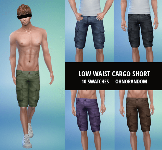 ohnorandom's tweet image. [CC] Low Waist Cargo Short for Men. 10 swatches to choose from. #sims4 #sims4cc ohnorandom.com/post/cc-low-wa…