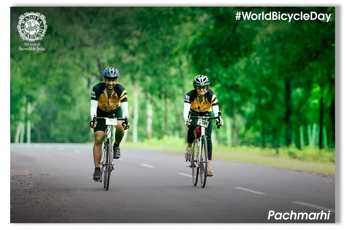 MPTourism's tweet photo. Cycling is one of the most sustainable modes of transportation and has numerous health benefits!Paddle through some scenic routes in #MadhyaPradesh that are paved with ethereal views of paradisiac lakes, clear blue skies, towering mountains &amp; lush farm fields!
#WorldBicycleDay https://t.co/2bgqqeY7kK