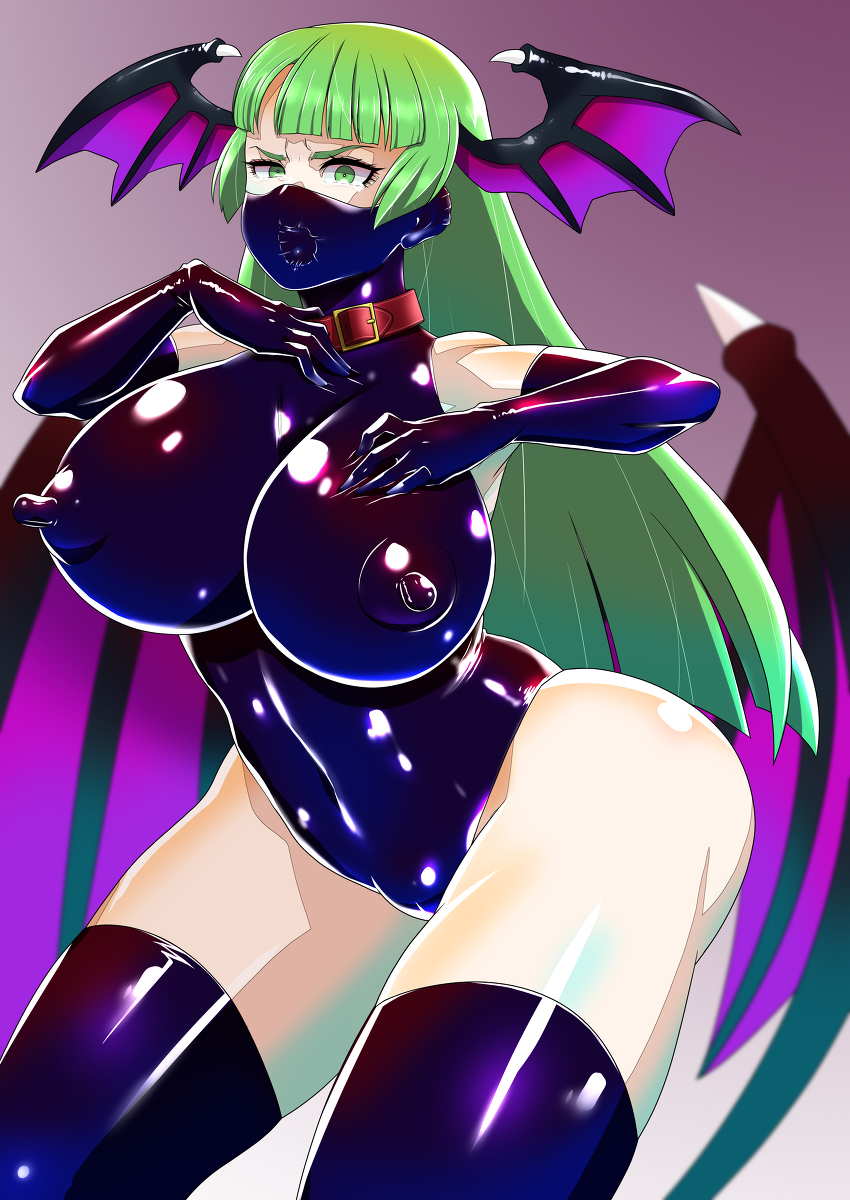 [R-18] 〖skeb案件〗latex-morrigan #モリガン #ラバースーツ #膨乳 #マスク #首輪 #長手袋 https://t.co/Ttlw8AA9Aw 