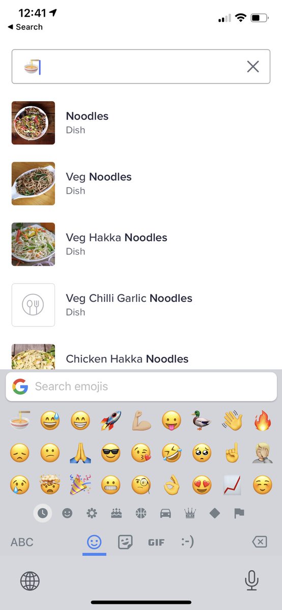 Sahilxdesign's tweet photo. So last night I was searching for Food. 

I ended up on my usuals @swiggydesign and @zomato. 

But I thought let's try something new. I started searching via Emojis, rather than words. 

Here's what happened : 

#Designtwitter #design https://t.co/iNeJwNu60V