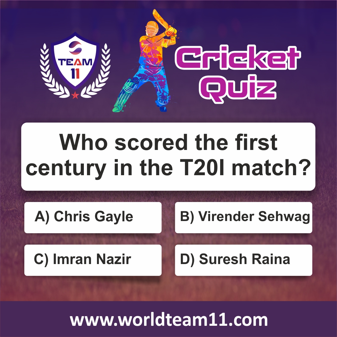 WorldTeam11's tweet photo. Who scored the first century in the T20I match?

A) Chris Gayle
B) Virender Sehwag
C) Imran Nazir
D) Suresh Rain

#Quiz #WorldTeam11 #PlayFantasyCricket #FantasySports #OnlineCricket #bonus #CreateTeamToMakeDream #FantasyCricket #games #cricket https://t.co/kAw2CXetup
