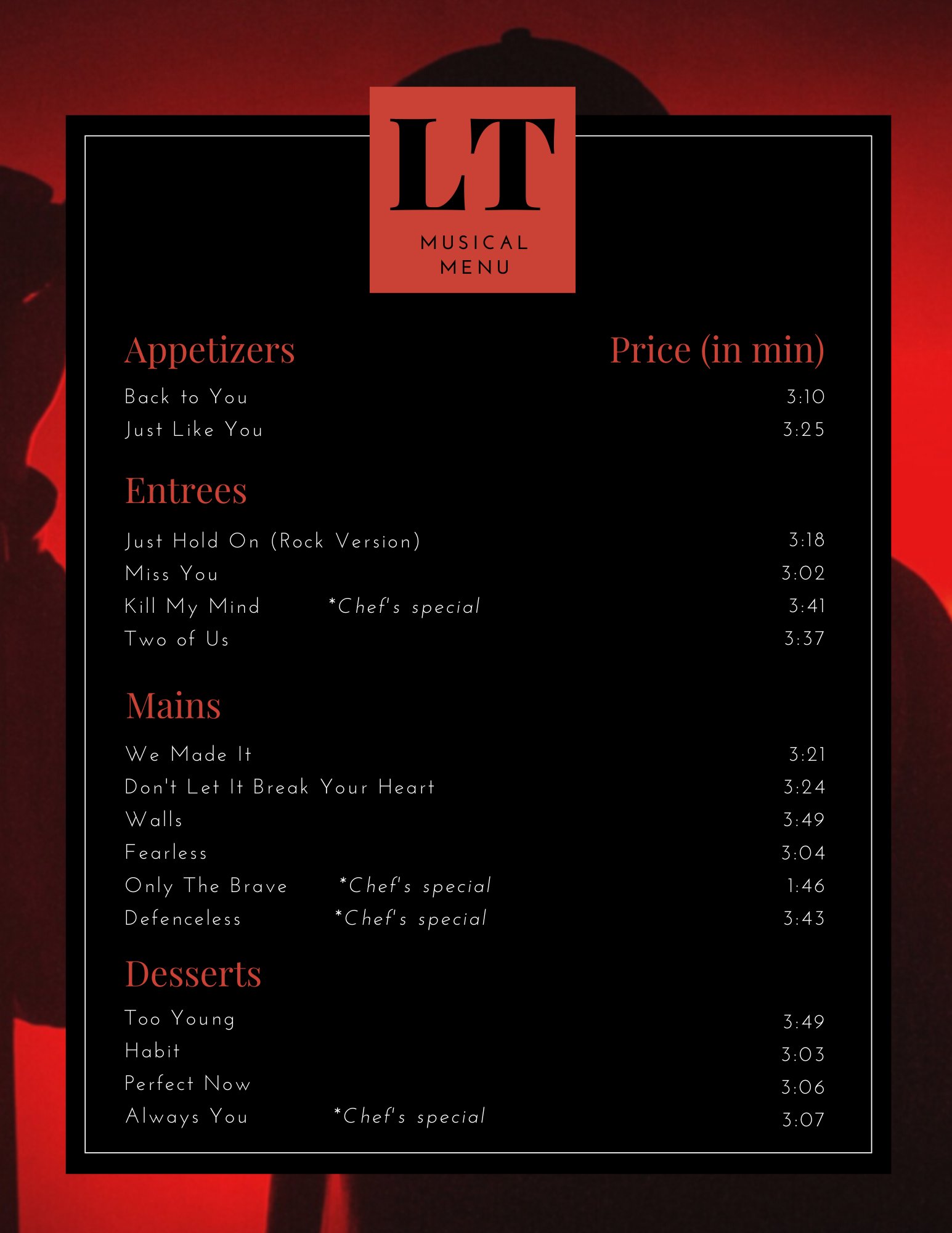 Walls X Lt Promo Info Action Presenting Your Lt Musical Menu Card Choose Whatever You Want And Stream T Co Eikkqo5iyq Let Us Know What Your Ideal Musical Meal Looks Like