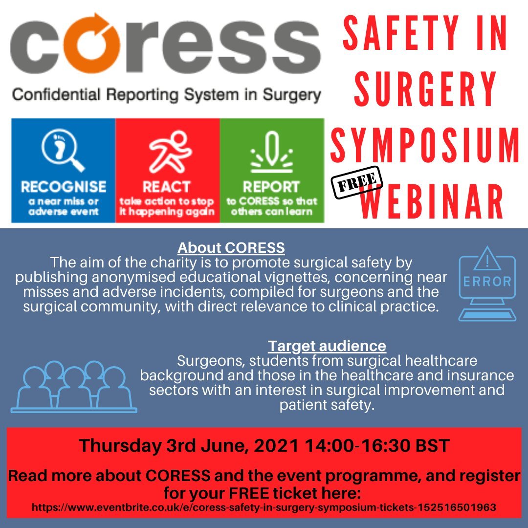 Still time to register and join us for a free surgical error symposium at 1400 this afternoon

coress.org.uk/coress-safety-…