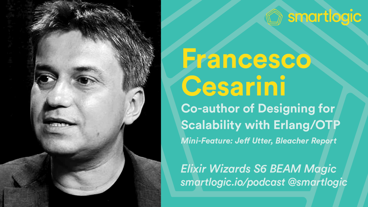 This week on Elixir Wizards: we talk with <a href="/FrancescoC/">Francesco Cesarini</a>, founder of <a href="/ErlangSolutions/">Erlang Solutions</a>! Plus stay tuned for a mini-feature with <a href="/jeffutter/">Jeffery Utter</a> from <a href="/BleacherReport/">Bleacher Report</a>. smr.tl/3g0VaQg #elixirlang #myelixirstatus