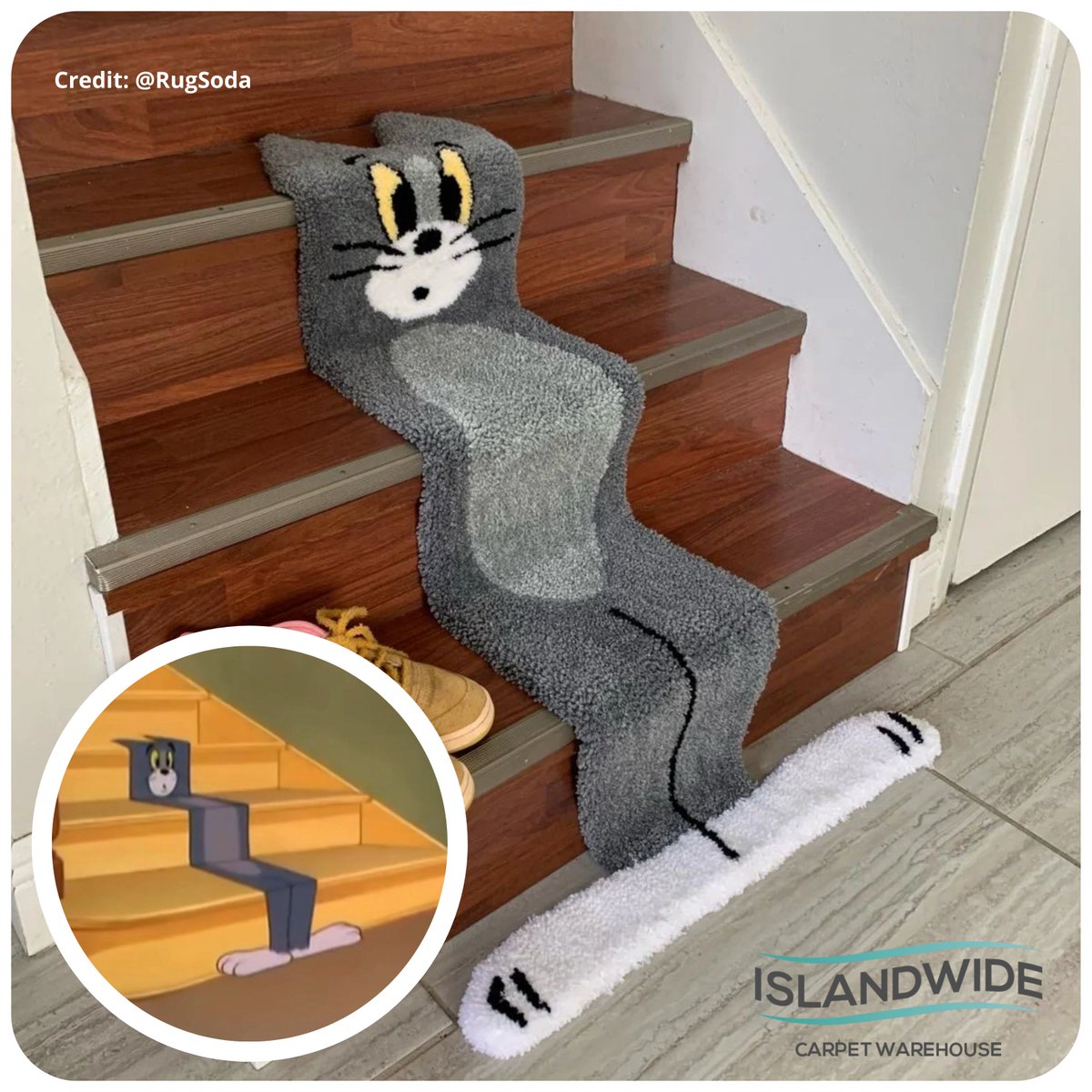 IWCarpets's tweet photo. 😂 We just had to share this hilarious #FlatCat stair rug, inspired by #TomandJerry with you! Isn't it brilliant?!
If you're looking to put your own style into a perhaps more practical rug design, then contact us for more info about our @AlternativeFlr #MakeMeARug service 📩 https://t.co/cgylebYAop