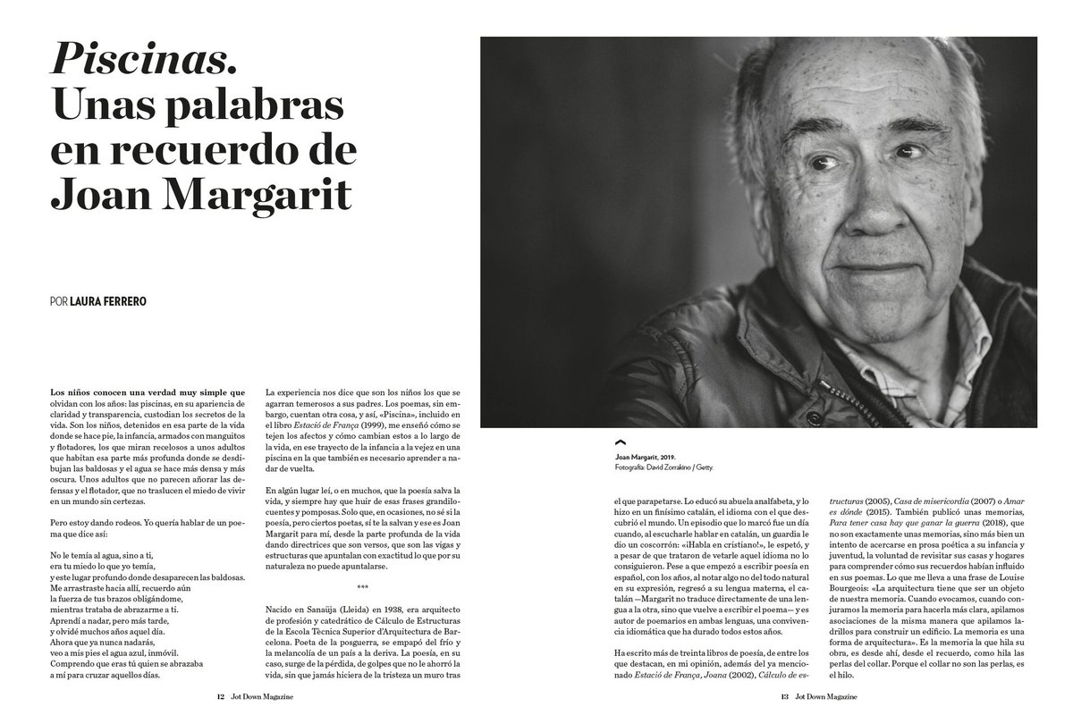 Lau_Ferrero's tweet photo. En el número de junio de @JotDownSpain escribo sobre piscinas y mi queridísimo Joan Margarit 🖤 https://t.co/7Qe6bSx6e9