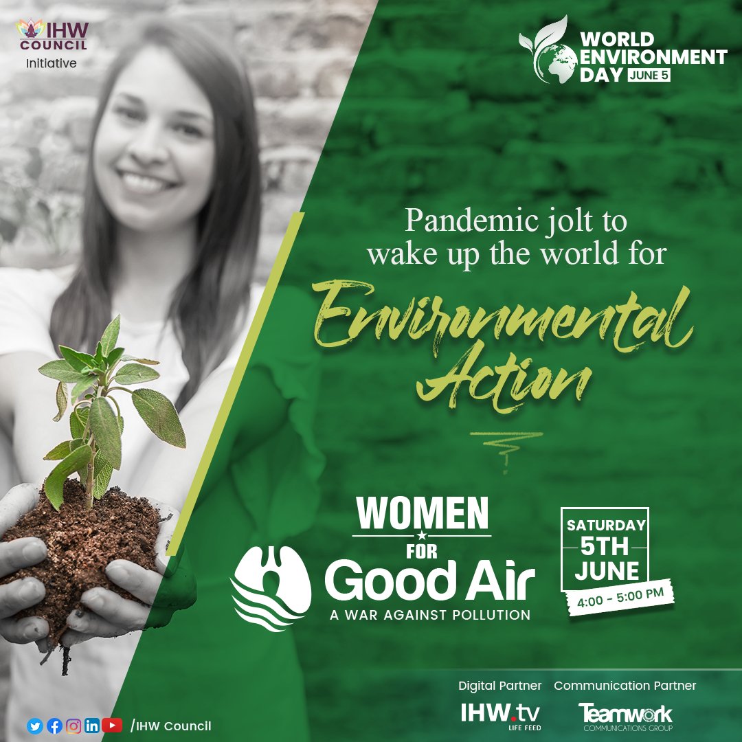 IHWCouncil's tweet photo. This #WorldEnvironmentDay, IHW Council brings Women For Good Air to talk about #pandemic learnings and ways to work together for saving mother earth!

Join us on 5th June, 4-5:30 PM, click to mark your interest!

👉https://t.co/fuGUWTHsmQ

#GoodAIR #CleanAIR #GoodAirMovement https://t.co/kZQbeg4Au8