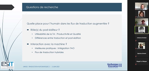 FTI_UNIGE's tweet photo. Merci Hanna Martikainen @ESIT_Paris3 de présenter "Humans in the loop : quelle place pour l'humain dans les #flux de #traduction augmentée?" dans le cadre du cours MA "Traduction automatique 2" pour clore ce semestre.
#postedition #TA #productivité #qualité #révolutionneuronale https://t.co/ymStpRZ6Ul