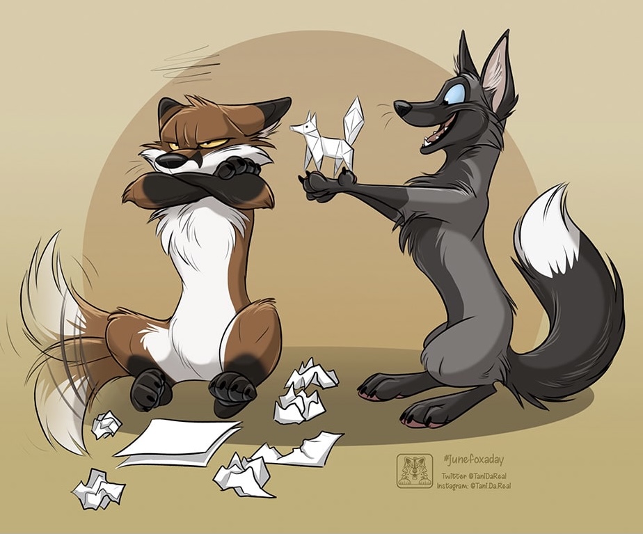 TaniDaReal's tweet image. Day 3: "Paper Fox" - Hey, look at my first try! :D

#junefoxaday #paperfox #artchallenge #foxes