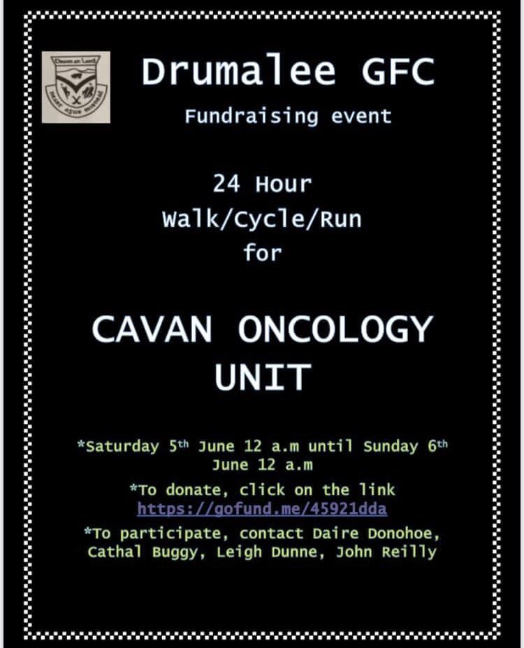 DrumaleeGFC's tweet photo. @DrumaleeGFC charity fundraiser this Sat 5 June. Why not get out for Run/Walk /Cycle 🚴‍♀️🚶‍♂️🏃with family or friends &amp; help us raise funds for a worthy cause. 🙏All donations welcome ➡️ https://t.co/vyMh6Rd45o https://t.co/qrx6tM7R2D