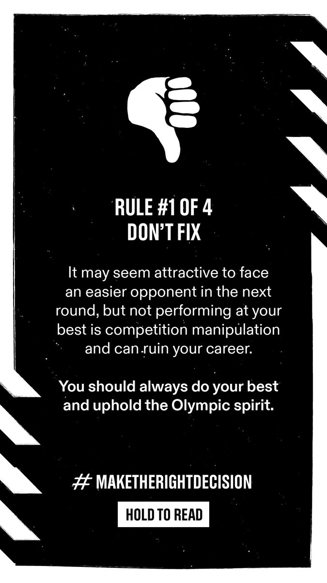 NOCPakistan's tweet photo. We all have an important role to play to keep the field of play fair and true.
https://t.co/kyvDekAn0y
https://t.co/YthMmgL5jZ
#athlete365
#ioc
#maketherightdecision
#competition
#competitionmanipulation
#preventioofcompetitionmanipulation https://t.co/HGjBgNnRWO