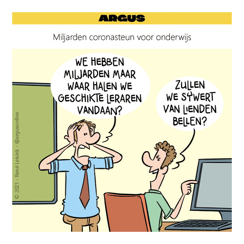 Miljarden coronasteun voor onderwijs

#corona #onderwijs #lerarentekort #hulptroepen #sywertvanlienden #cartoon