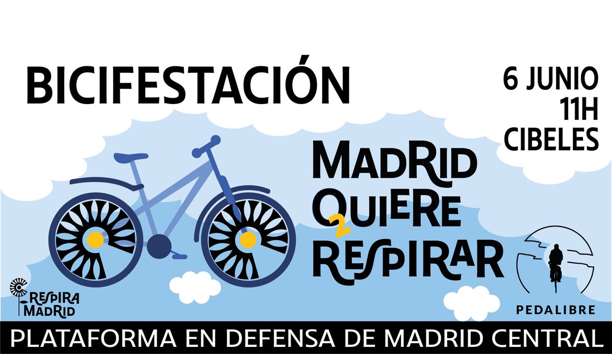 Hoy, #DiaMundialDeLaBicicleta 🚲 poco que celebrar en <a href="/MADRID/">Ayuntamiento Madrid</a> 
➖ #carrilbici
➖funcionalidad bici (reforma OMS)
➖ #MadridCentral
➖ Salud ♥️
➕ #Contaminación 💨
➕ Ruido📣
➕ Cambio Climático🌎
➕🚗🚗🏍🚗
El domingo 6 - 11h Cibeles
#MadridQuiereRespirar
pedalibre.org/2021/05/30/gra…