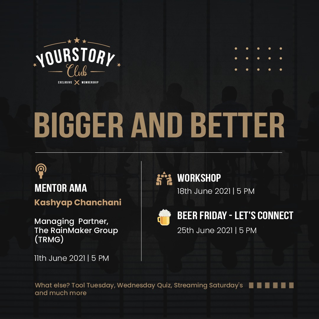 Yourstory_Club's tweet image. Here&apos;s what we have lined up for you on YourStory Club.

Sign up here to join the community - bit.ly/YSClub2