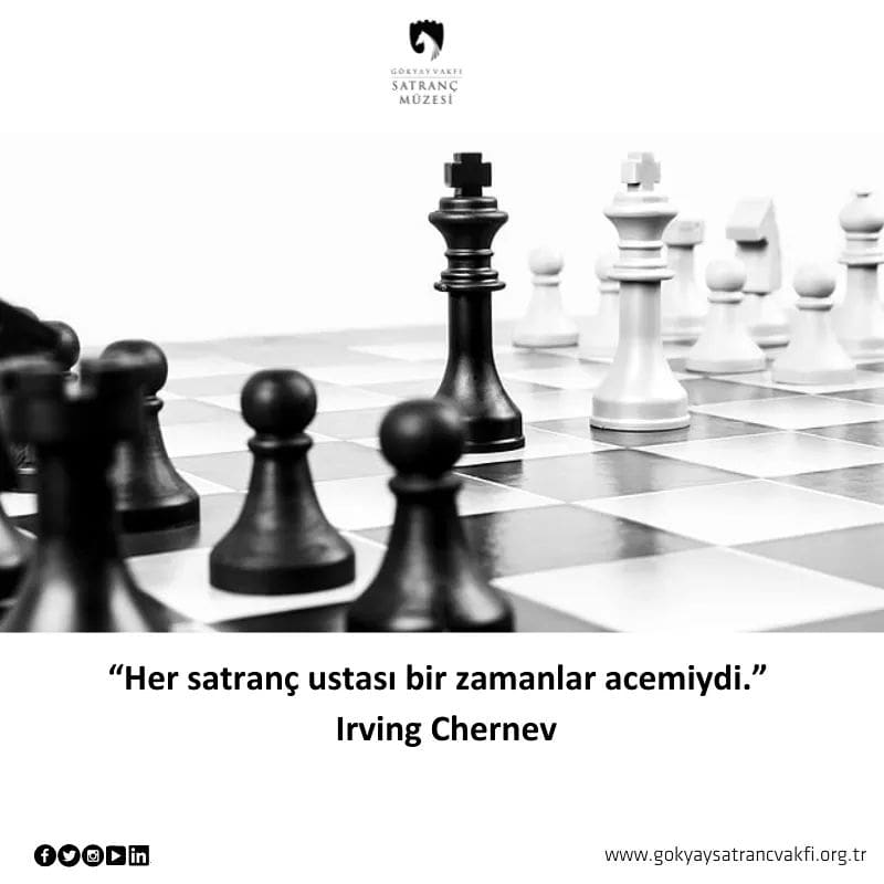 “Her satranç ustası bir zamanlar acemiydi.” 

Irving Chernev

#gokyaychessmuseum #ankarasatranç #chess #hamamönü #ankaramüzeleri #satranç