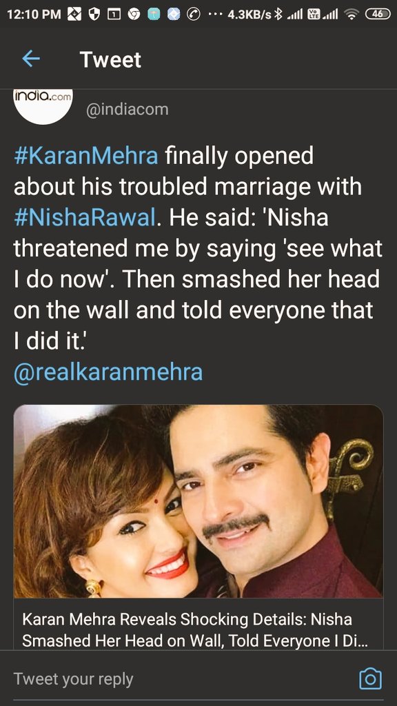 #NishaRawal #KaranMehra  #Bollywood #Mumbai #Metooindia 

Stay strong Karan mehra. India stands with you and we stand against the injustice done to you. 

Don't worry about the pressure from feminists who are making every hook and crook method to discredit  you