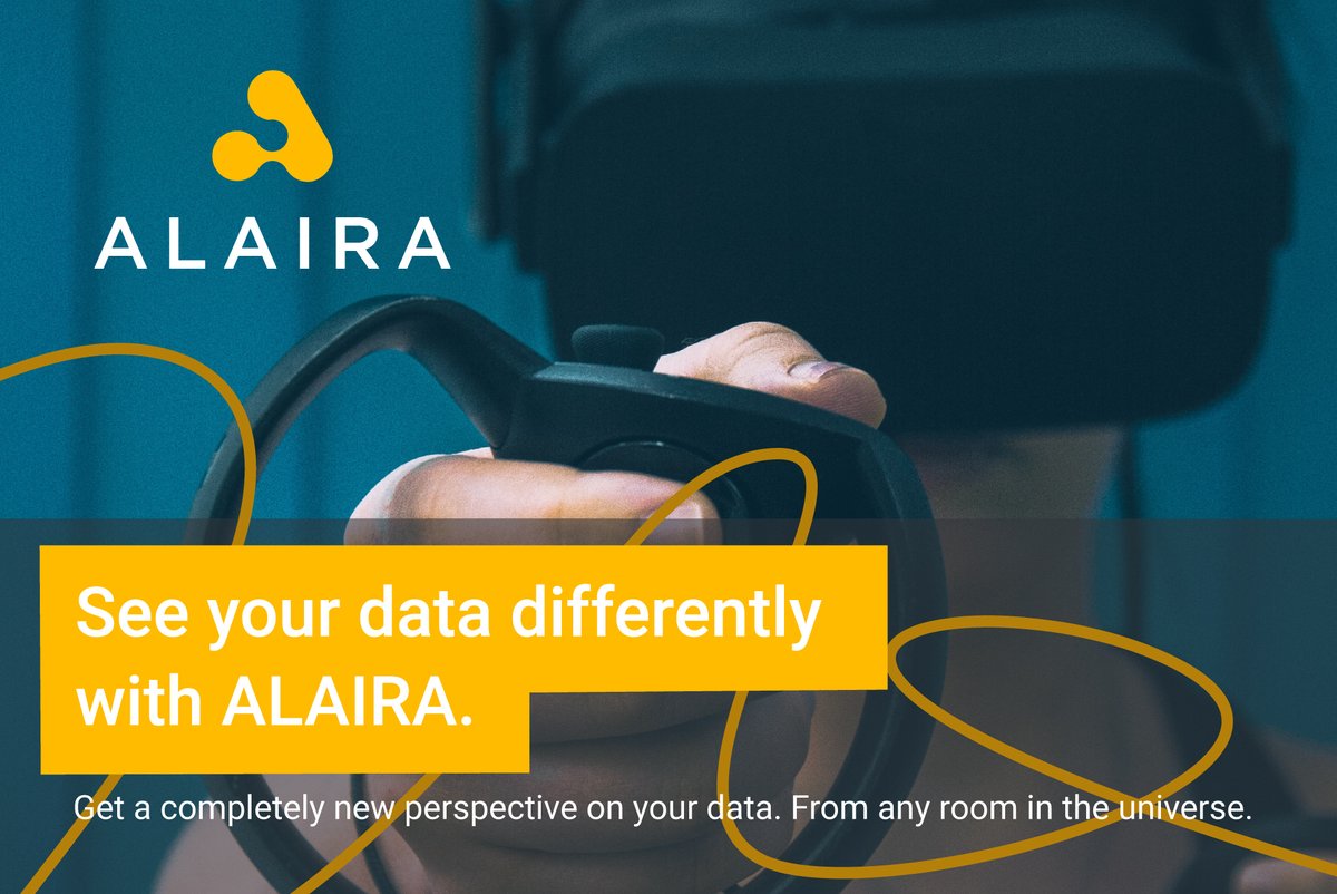 SlantedTheory's tweet image. ALAIRA is a virtual/augmented reality platform for exploring data. We build digital workspaces where you and your team can get eyes-on with your data, at any time, from anywhere in the world. It’s the perfect environment to put your data into perspective.