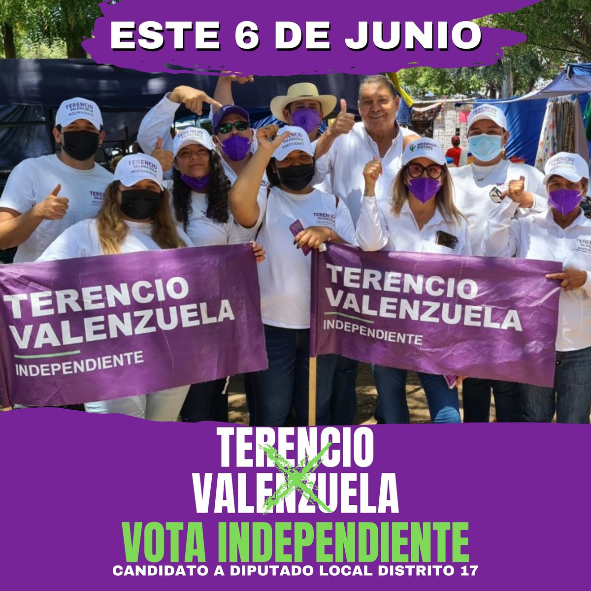 TerencioVG's tweet photo. Gracias a todo mi equipo!!! Logramos pintar de morado nuestro #DistritoXVII
Nos vemos el 6 de junio! No olvides votar por los independientes! #TerencioDiputado https://t.co/JLnkdn3fWd