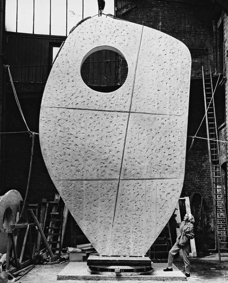 Barbara Hepworth with the plaster of Single Form 1961–4 at the Morris Singer foundry, London,1963 #womensart