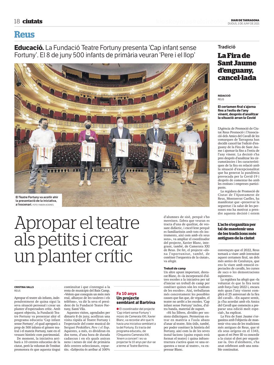 KikaFallada's tweet image. #CapInfantSenseFortuny el projecte de la #FundacioTeatreFortunyReus  
#escoles #culturaperinfants #teatre