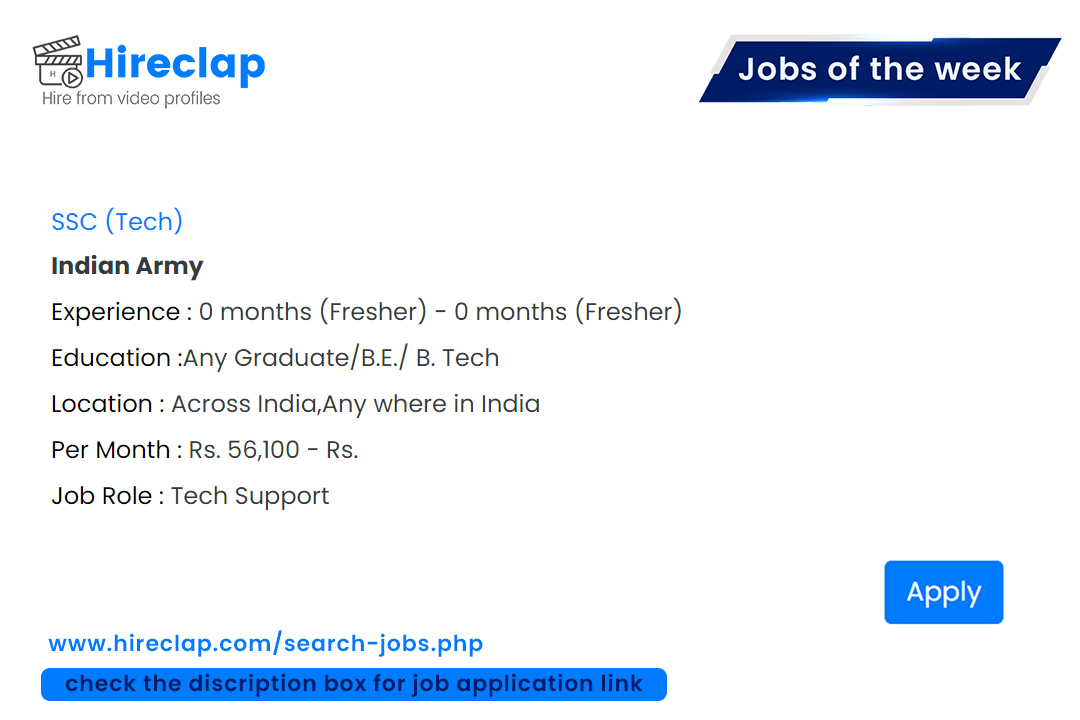 hireclap's tweet photo. Indian Army Hiring
Job Role : Tech Support
To Check Notification for Indian Army : https://t.co/yuAEtYrF0U
#jobsearch #jobsoftheweek https://t.co/g22DKLVzwT