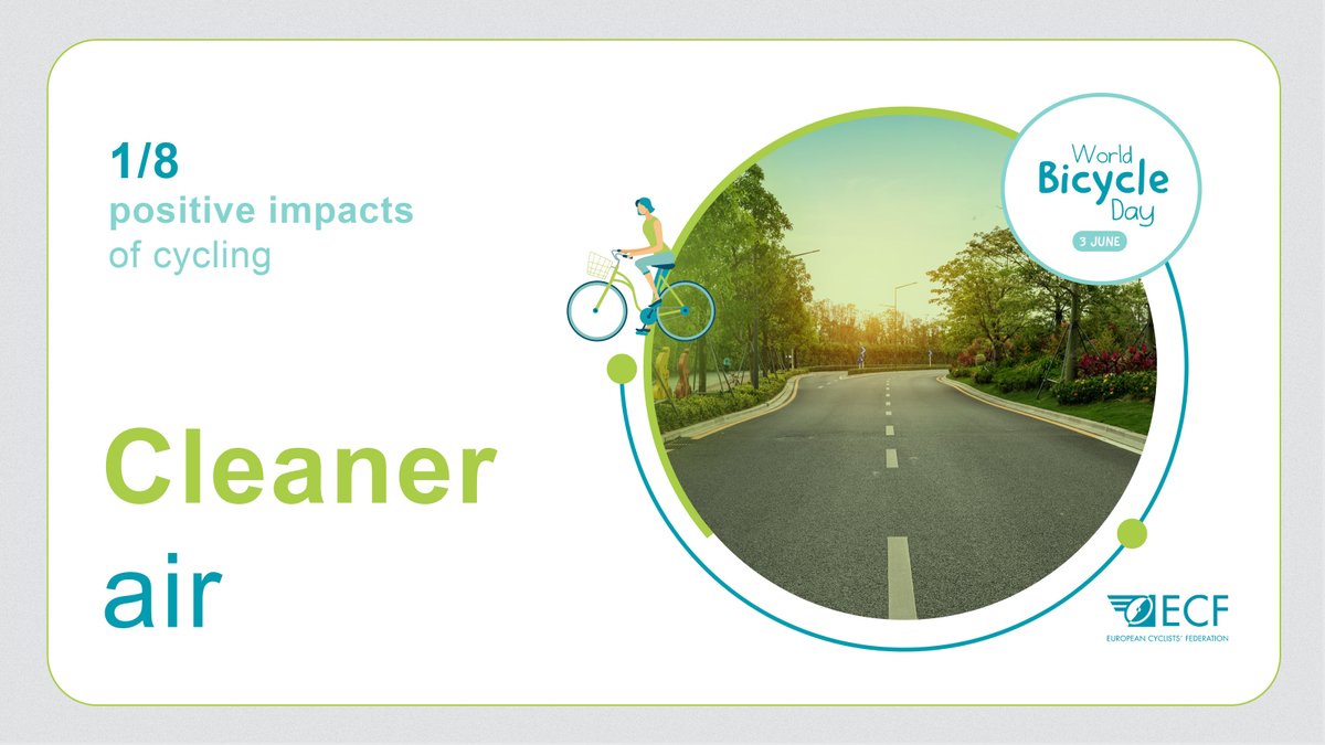 Happy #WorldBicycleDay!🚲🌍

Did you know that air pollution is the single largest environmental health risk in Europe?

#Cycling reduces air pollution, especially in cities, saving us €435 million per year💶

Read more about the #BenefitsOfCycling here👉 bit.ly/3wUca1q