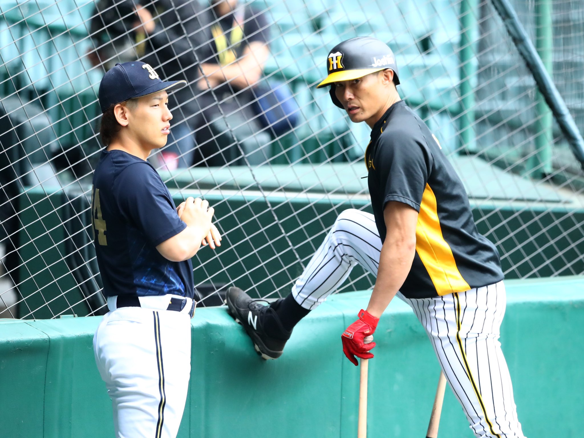 スポニチtigersフォト オリックスの 吉田正尚 選手 左 と談笑するのは 糸井嘉男 選手 会話の内容までは聞けませんでしたが 仲の良さが伺えました T Co Whpbrtincz Twitter