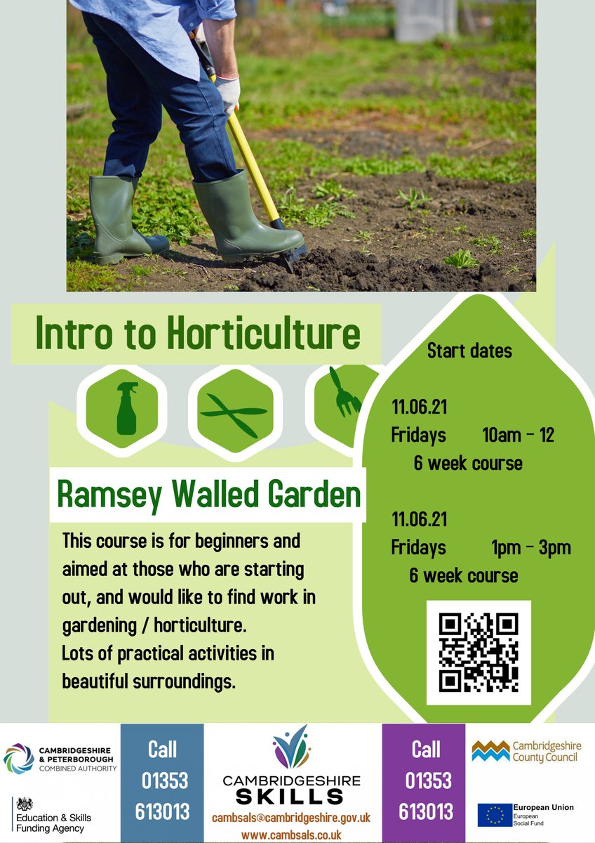 How does your garden grow?
Introduction to Horticulture course in the beautiful surroundings of Ramsey Walled Garden. <a href="/RamseyTimebank/">Ramsey Timebank</a> <a href="/ramsey/">.</a> <a href="/VCAEC/">VCAEC (Voluntary Community Action East Cambs)</a> <a href="/huntsdc/">Huntingdonshire DC</a> <a href="/CambsCC/">Cambridgeshire County Council</a> <a href="/EastCambs/">East Cambridgeshire</a> #gardening